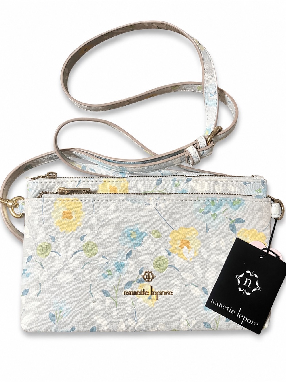 NWT Nanette Lepore Selvia Blue Botanical Crossbody Organizer